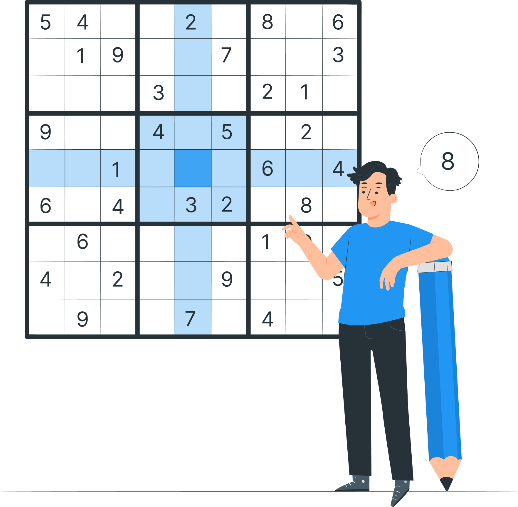 Sudoku character illustration